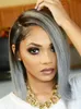 Synthetic Wigs for Black Women Grey Lace Front Wig Dark Roots Natural Cheap Hair Wig Female Hair 197P