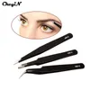 3pcs / set rostfritt stål ögonbryn tweezer eyelash förlängning set nagelverktyg kosmetisk makeup skönhet pincett ansikte