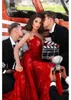 2018 Red Celebrity Sexy Prom Dress Sirena Gonna oversize Appliue Abiti da festa Longo Pizzo Abiti da sera per occasioni formali Abiti
