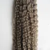 T1B/Gray ombre grey hair weave mongolian kinky curly hair grey curly bundles 100g grey kinky weave hair 1PCS double weftno tangle free