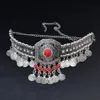 idealway 2 Colors New Fashion Red Green Stone Silver Plated Choker Necklace with Coin Tassel Fashion Jewelry