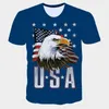 2017 zomer nieuwe 3d t-shirts heren t-shirt gouden bloemen leeuwen blauwe streep brief amerikaanse VS vlag adelaar gedrukt heren korte mouw t-shirts