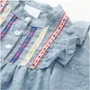 Reizende Kindermädchen-Rüsche gestickte Oberseiten-T-Shirts langärmlige T-Shirts 1-6Y