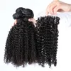 アフロの変態カールブラジルの髪の束と閉じた人間の髪の織り巻き4x4自由な部分自然な色1b黒