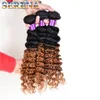 Ombre Indiano Cabelo Profundo Curls 100% Cabelo Humano Weave Onda Profunda Malaio Peruano 3 Pcs Ombre Extensão 1B 30 Barato Extensões de Cabelo