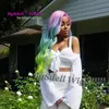 Colorful Mermaid Unicorn Hair Wig Synthetic Black Chyna Side Part Saclp Wig Halloween Patel Color Hair Cosplay Party Wigs8140373