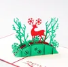 3D Pop Up Cards Santa Deer Christmas Tree Handmade Kirigami Origami Greeting Card Festive Party Supplies