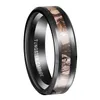 Queenwish 6mm / 8mm Czarny Tungsten Pierścień Kamuflaż Polowanie Kobiet Męskie Czarny Tungsten Pierścień Camo Polished Wedding Band Antyczne Biżuteria