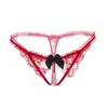 Sexy femmes G-Strings érotique dentelle G-String tongs nœud papillon taille Ultra basse exposer bout à bout fleurs Ultra-mince string sous-vêtement respirant