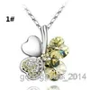 Fashion Romantic Austria Crystal Clover Flower high quality Pendant Necklace multi color necklace 10 color options ~a445