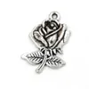 100pcs/lots Antique silver Alloy Rose Charms Pendants 10x15mm DIY Jewelry Fit Bracelets Necklace Earrings