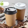 100PCS Engångs 12-oz Hot Beverage Cups med svart lock Design Perfekt för kaféer Eco Friendly Isulated Paper Cup Gratis frakt (7)