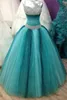 2018 Nuevos vestidos de bola elegantes Vestidos de quinceañera de tul azul con cuentas Cristales con cordones Dulce 16 Vestidos Vestidos de baile de 15 años QS1032