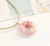 Good A++ Donut small fresh girlfriend necklace cartoon clavicle chain simple jewelry ceramic WFN500 (with chain) mix order 20 pieces a lot