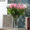 Gros-31pcs / lot tulipe fleur artificielle PU bouquet artificiel Real touch fleurs pour la maison mariage couronnes de fleurs décoratives