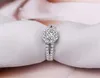 Yhamni Fashion Jewelry Ring a S925 Stamp Real 925 Sterling Silver Ring Set 2 Carat CZ Diamond Mading Rings for Women 510202W