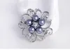 Popular alloy diamond pearl brooches Folwer shaped party breastpin European and American popular beautiful party decorations