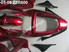 Gratis Anpassa Bodywork Fairing Kit för Kawasaki Ninja ZZR600 05 06 07 08 Vin Röd Svart Insprutning Mögel Fairings Set ZZX600 2005-2008 ZV19