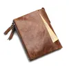 Crazy Horse Head Layer Läder dubbel zip plånbok plånbok för män lädermynt purse175a