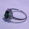 Sparkling Fashion Jewelry Cute Princess Ring Pure 100% 925 Sterling Silver Emerald CZ Diamond Gemstones Girl's Women Wedding Band Ring Gift