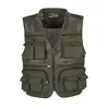 Partihandel- Mens västar ärmlös jacka Cotton Colete Travel Pocket Reporter Journalist Fotograf Vest Waistcoat 4xl Gilet Khaki varumärke