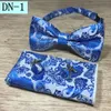 Klassieke Zelf Stropdas en Hanky ​​Manchetknopen Set Zijde Jacquard Geweven Mannen Butterfly Bowtie Pocket Square Zakdoek Pak Bruiloft