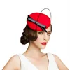 Ladies Leather Bow Ostrich Quills Felt Wool Feather Fascinator Rope Alligator Cocktail Party Derby Hat A144