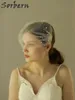 Sorbern Brautschleier aus weißem Perlen-Vogelkäfig-Tüll mit Kämmen, Gesichtsschleier, Brautjungfern, Braut-Haarschmuck für Frauen, Brautjungfern, handgefertigt