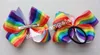 20pcs newest Fashion 6'' Handmade Boutique Rainbow Striped Sweet Hair Bows Alligator Clips hair ties For Kids Girls Hair Accessories HD3467
