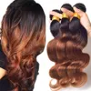 Ombre Extensões de cabelo humano brasileiro Two Tone Cor 1B 33 Escuro Cabelo castanho extensões peruana Virgem Cabelo Humano Pacotes Hoeny Loiro