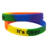 100PCS It is Okay Trendy Silicone Bracelet Decoration Logo Adult Size Rainbow Colors for Promotion Gift