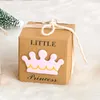 Princesa o príncipe caja de caramelo kraft papel baby shower regalo cajas de regalo boda fiesta decoración Fauvrs color amarillo nuevo