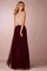 Vintage två bitar Crop Top Bridesmaid Dresses Tulle Ruched Burgundy Blush Mint Grey Maid of Honor Gowns Lace Wedding Party Dresses BA2276