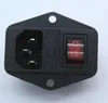 IEC320 C14 AC-nätkabel Inloppsuttag Receptakel AC250V 10A med ON-OFF röd ljus Rocker Switch Säkringshållare RoHS CE