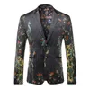 Men's Suits & Blazers Blazer Men 2021 Peacock Printed Casual Suit Jacket Slim Fit Homens Mens Stage Wear Brand Coat Q2051