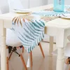 우아한 잎 디자인 테이블 러너 린넨 패브릭 웨딩 파티 장식 Tassel End TableCloth for Hotel 홈 침대 현대적인 장식