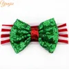 Hurtownie-1 PC Retail Chic Christmas Festival Baby Girl 5 "Red / Green Cekiny Bow Striped Headband New Arrival DIY Akcesoria do włosów Headwrap