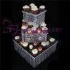 3 Tier Crystal Cake Stand Square Acrylic Crystal Chandelier Cupcake Stand Wedding Anniversary Party Display Tools