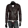 Moda Uomo PU Giacca in pelle Primavera Autunno Giacche moto stile britannico Cappotto maschile Nero Marrone M-3XL