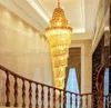 Новый золотой люстра Дворец вихрь большой кристалл подвесной светильник виллы отель Холл свет лестница огни Droplight MYY