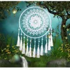 الحلم الماسك المصنوع يدويًا يدويًا الحرف اليدوية معلقة زخرفة زهرة Dreamcatchhers Home Decoration Craft Big Circle Dreamcatcher 122114