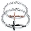 High Quality Fancy Love's Jewelry Stainless Steel Lingering Love Cross Charms Bracelet Oval Chain Black & Rose Gold