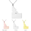 Idaho Map Stainless Steel Pendant Necklace with Love Heart USA State ID Geography Map Necklaces Jewelry for Women and Men