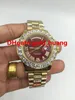 Luxus 43mm Gold Große Diamanten Mechanische Herrenuhr Rot Grün Weiß Blau Gold Zifferblatt Hochwertige Automatik Edelstahl Herren307K