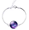 Starry Sky Planet Galaxy Time Gemstone Silver Link Chain Armband Bangle Vintage Smycken För Kvinnor Flickor Partihandel Pris