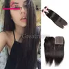 Indyjskie wiązki Virgin Hair wiązki z górną koronkową zamknięcie jedwabisty proste 2PCS ludzkie włosy wątki 1pc koronkowe zamknięcie 4x4 Pełna głowa naturalny kolor