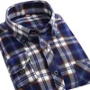 Camisas casuais casuais por atacado - alimens xadrez camisa homens luva longa alta qualidade 100 algodão slim encaixe botão botão para baixo flanela para homens1