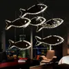 Современная хрустальная светодиодная рыба столовая подвесная лампа из нержавеющей стали высокая мощность подвесные светильники