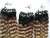 Boncuk ile mikro döngü saç uzantıları 300g 1 g / s 300 s ombre brezilyalı saç T1b / 613 brezilyalı sapıkça kıvırcık mikro halka kıvırcık saç uzantıları