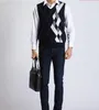 Wholesale- High quality autumn mens V neck sleeveless argyle cashmere sweater vest